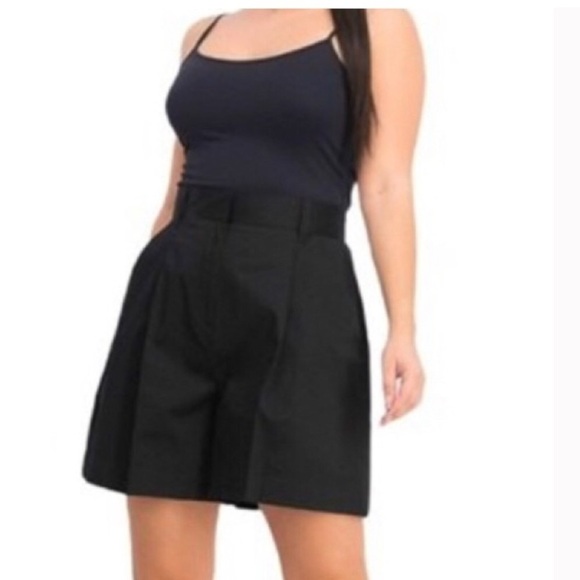 DANIELLE BERNSTEIN Pants - Danielle Bernstein Long Poplin Casual Walking Shorts Black